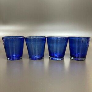 Cobalt Blue Blown Glass Lot of 4